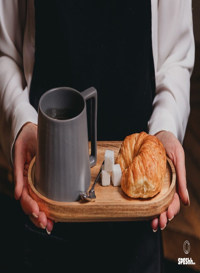 SPEShh Acacia Wooden Serving Trays Set of 2 - Rectangular Oval Shaped Wood Plates for Charcuterie Cheese Bread Fruit Vegetable Dip Sushi - Rustic Serving Platter Shallow Dishes -14x7 & 11x5.5 In. - Image 5